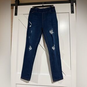 Blue Skinny Jeans with Distressed Details